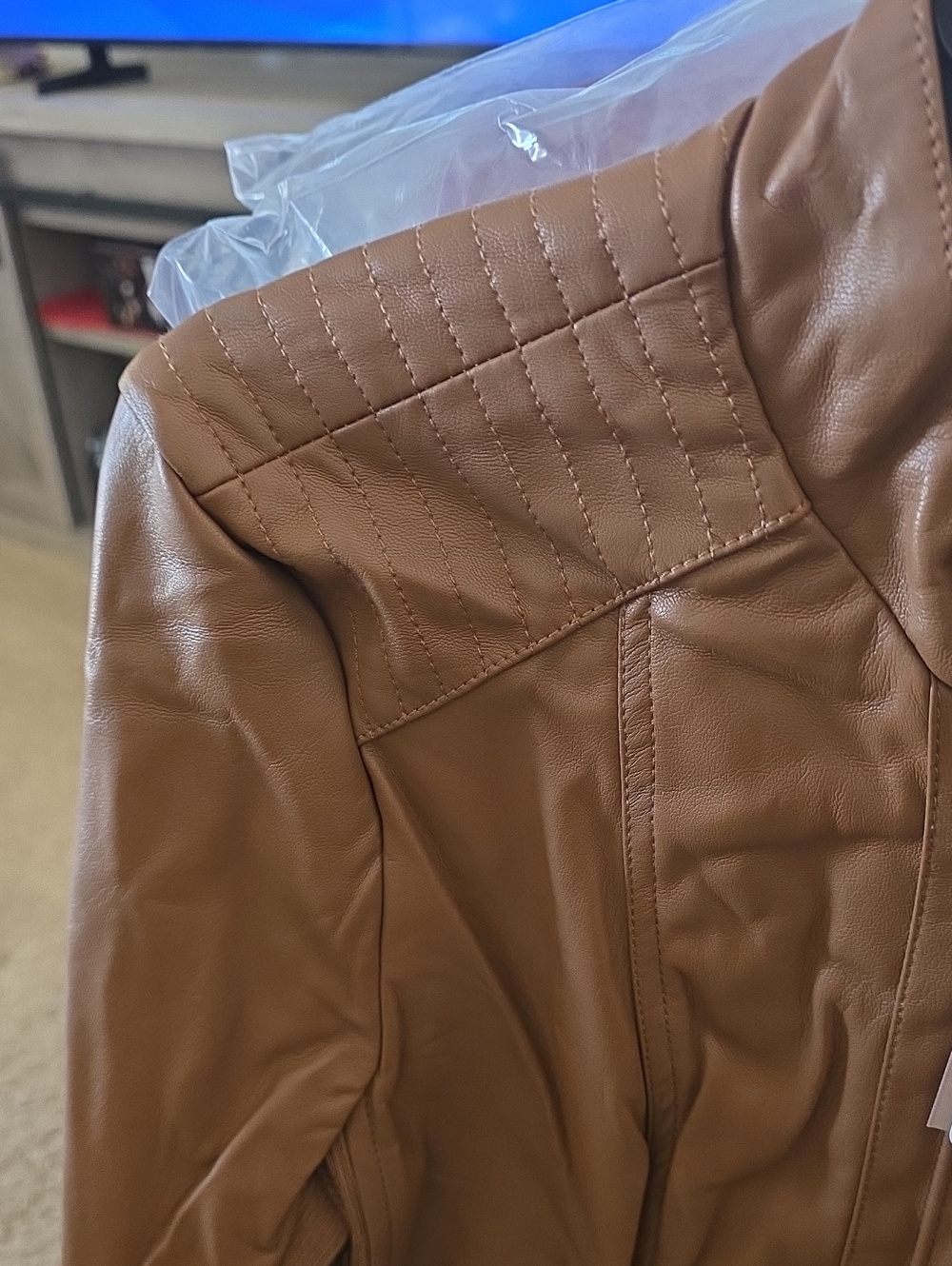 Philosophy Cognac Brown Faux Leather Moto Jacket - Picture 4 of 6